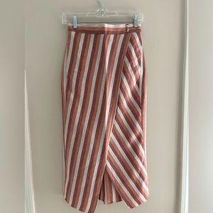 Madewell Stripe linen blend skirt size XS mock wrap style
